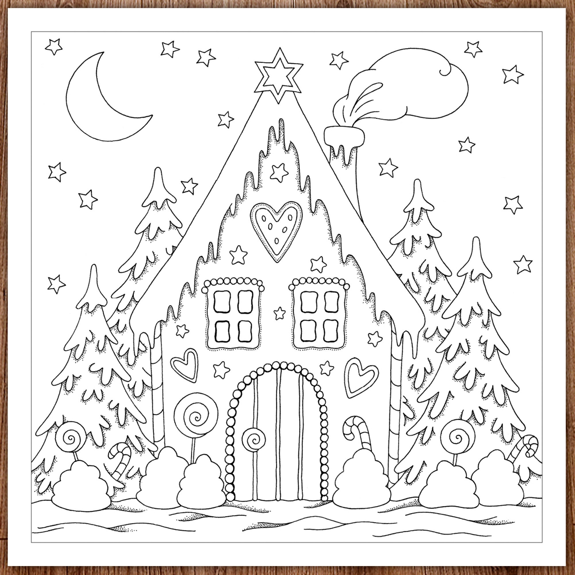 Printable Digital Coloring Page For Grownups MERRY CHRISTMAS Volume 1 Hand Drawn Adult Coloring Page Download Alexandra Dannenmann Etsy