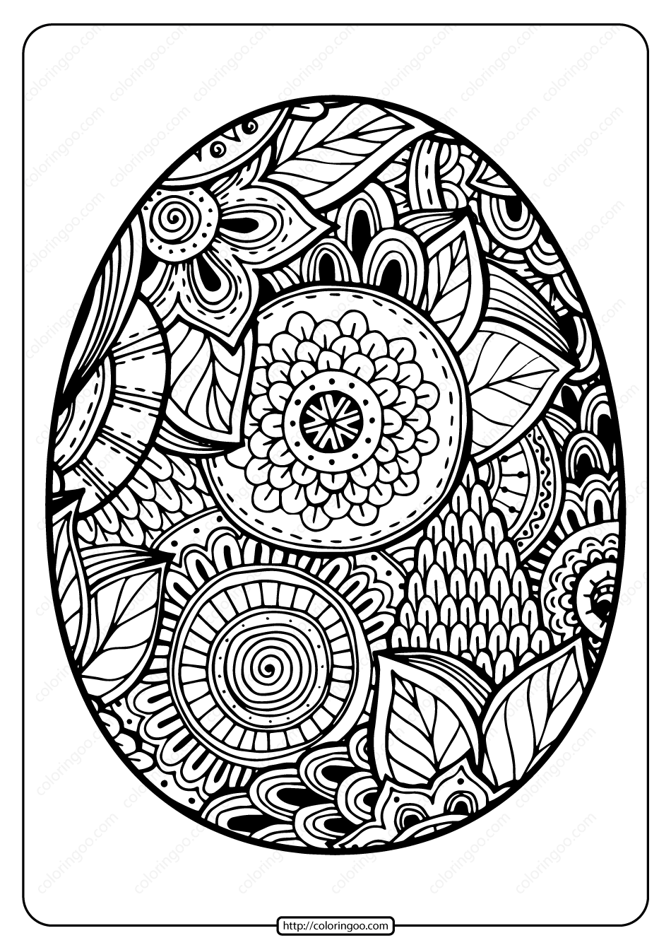 Printable Easter Egg Pdf Coloring Page