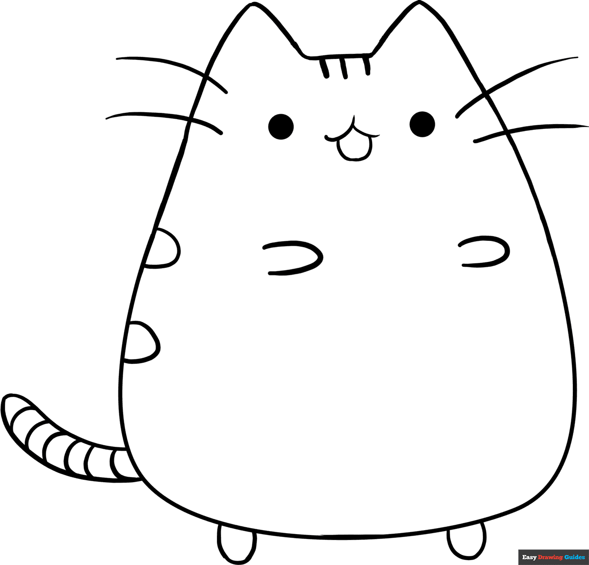 Pusheen Cat Coloring Page Easy Drawing Guides