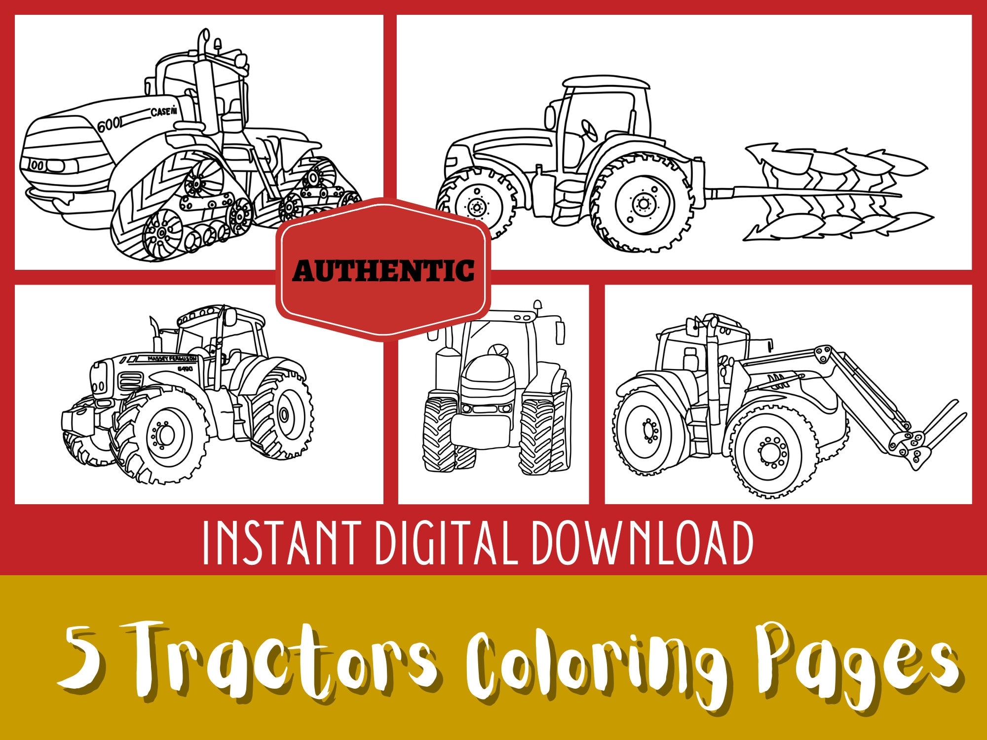 Real Tractors Coloring Pages Agriculture Coloring Book For Kids Instant Digital Download Printable Etsy Canada