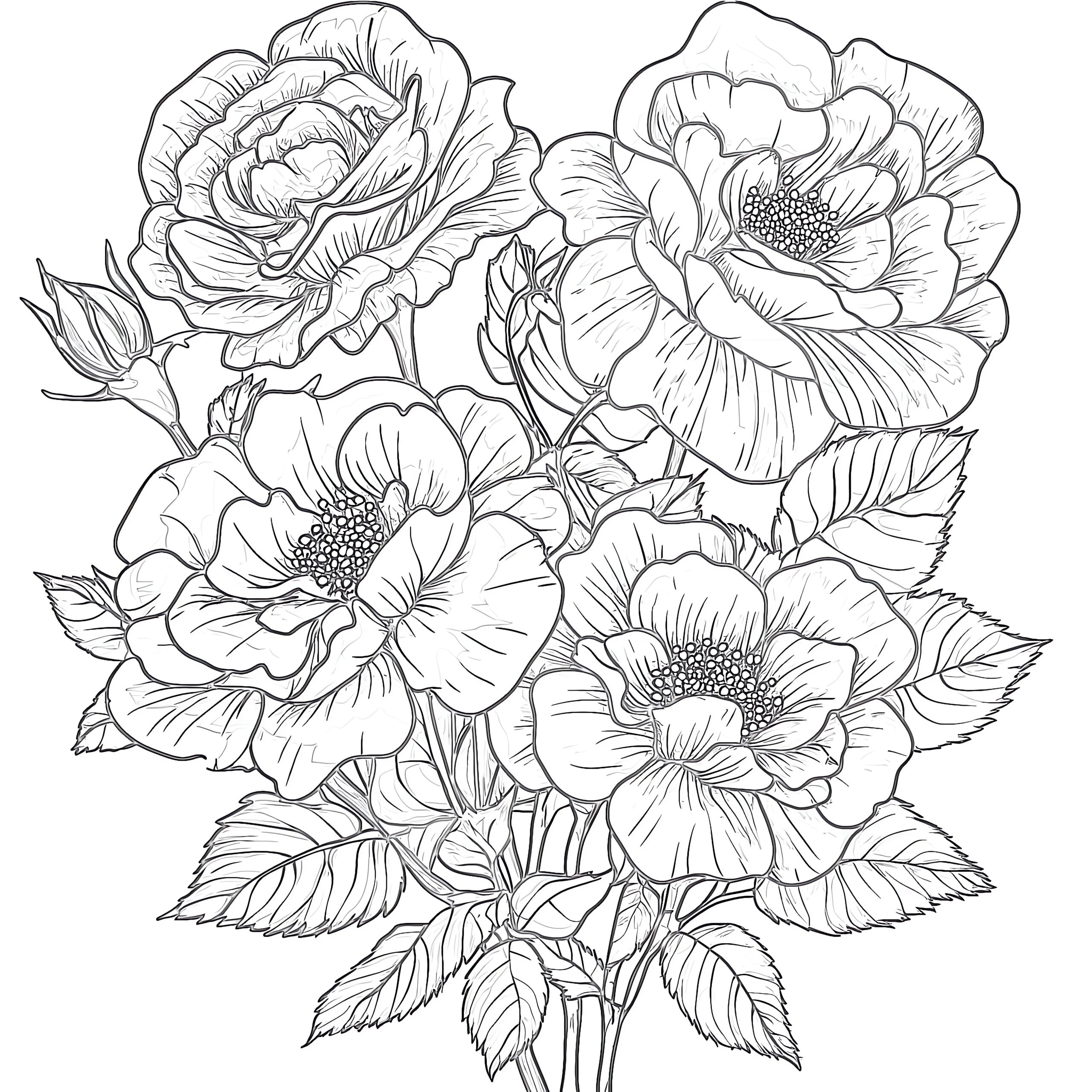 Printable Flowers Coloring Pages