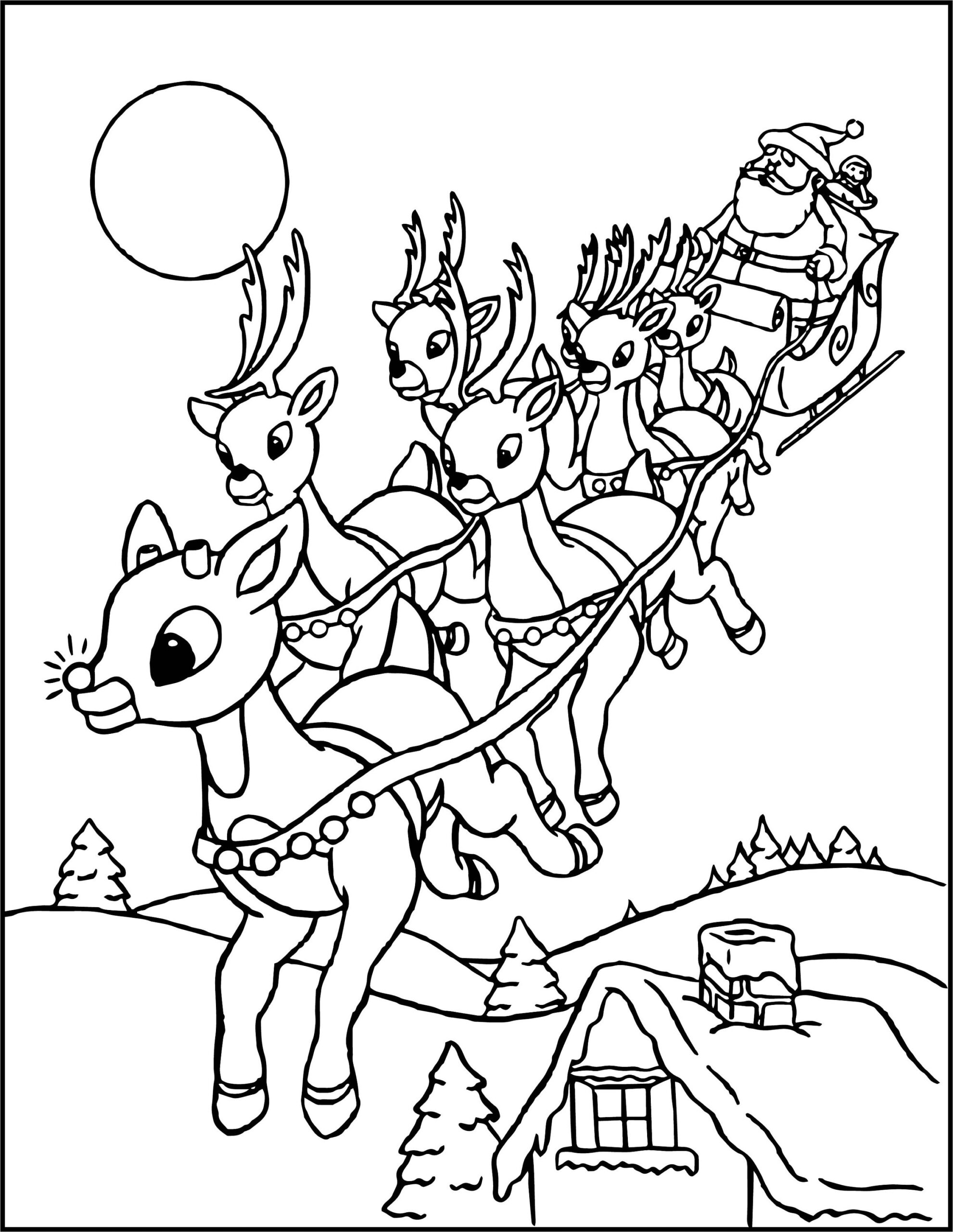 Santa And His Sleigh Digital Printable Coloring Page Christmas Activity For Kids U0026 Adults Festive Holiday Art Etsy UK