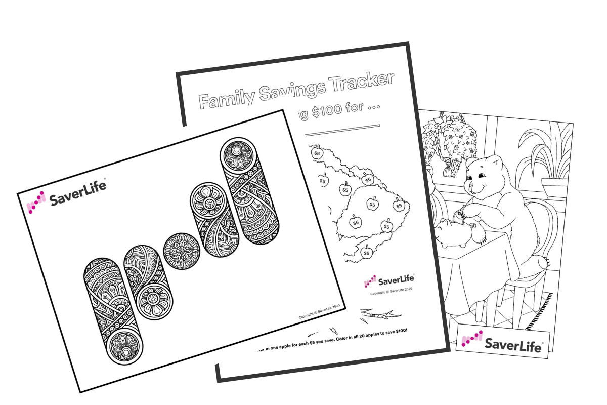 SaverLife Saving Money Coloring Pages Free Printable Savings Tracker SaverLife