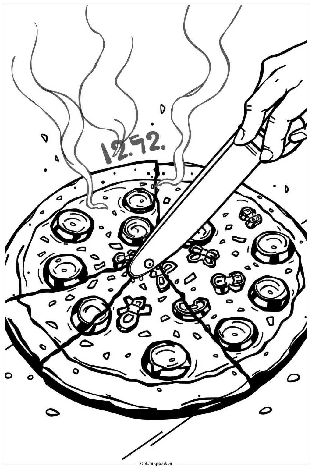 Slicing A Hot Pizza 2 Coloring Page Free PDFu0026PNG Printable 