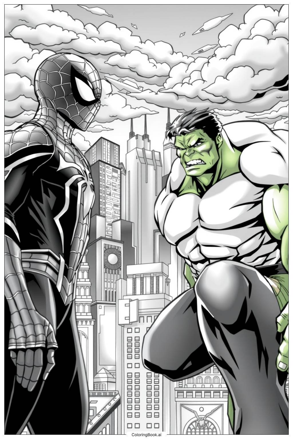 Spidey And Hulk Team Up Coloring Page Free PDFu0026PNG Printable 