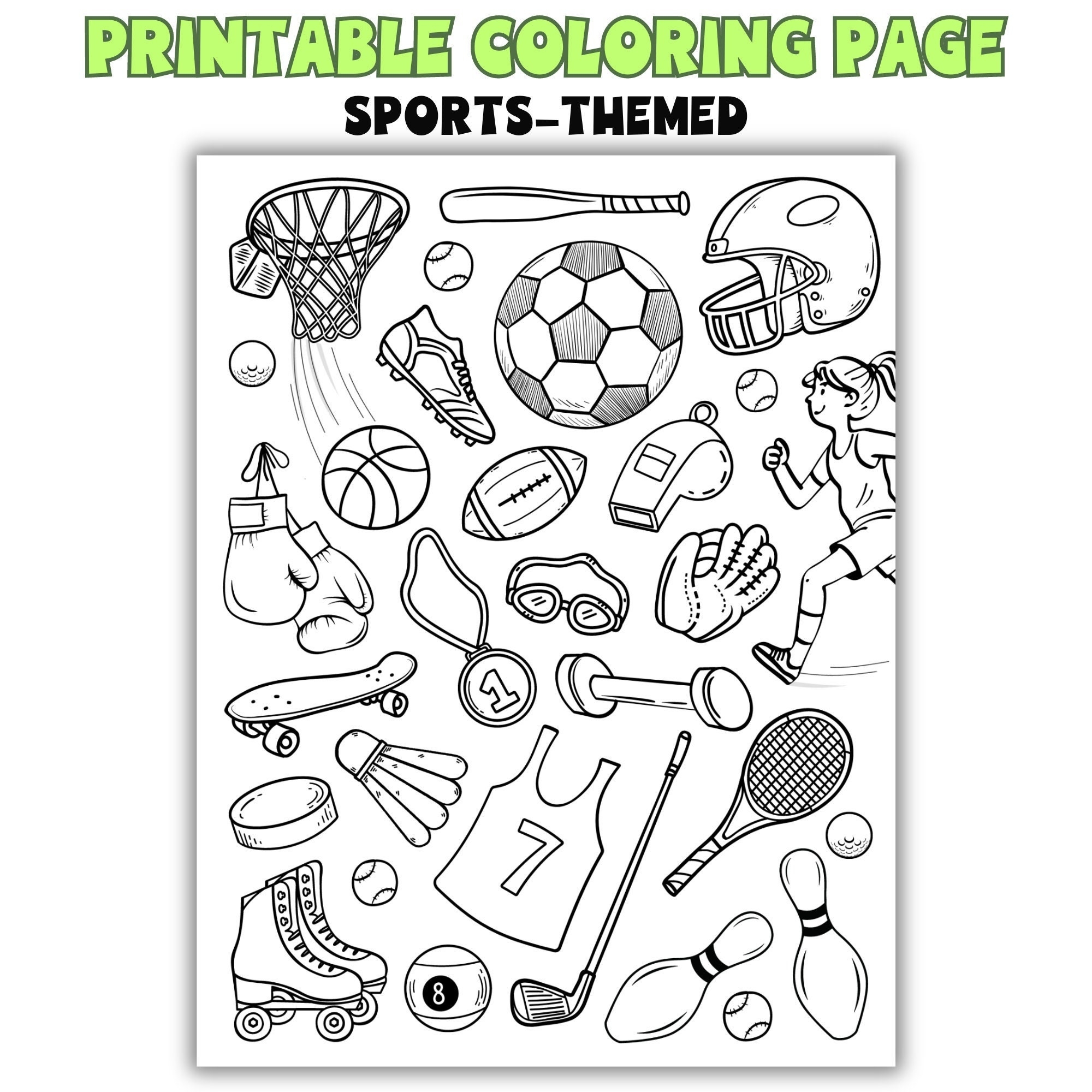 Sports Coloring Page Printable Kids Activities