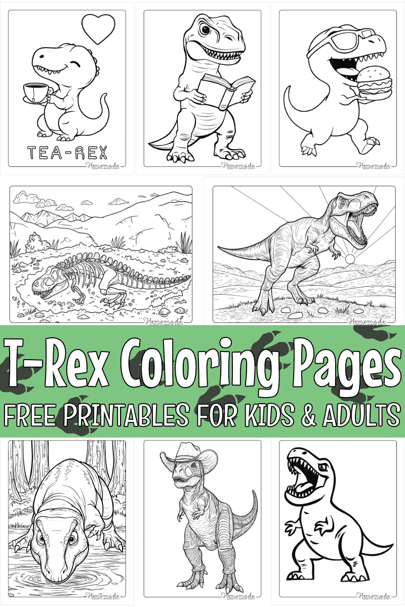 T Rex Coloring Page Free PDF Printables 