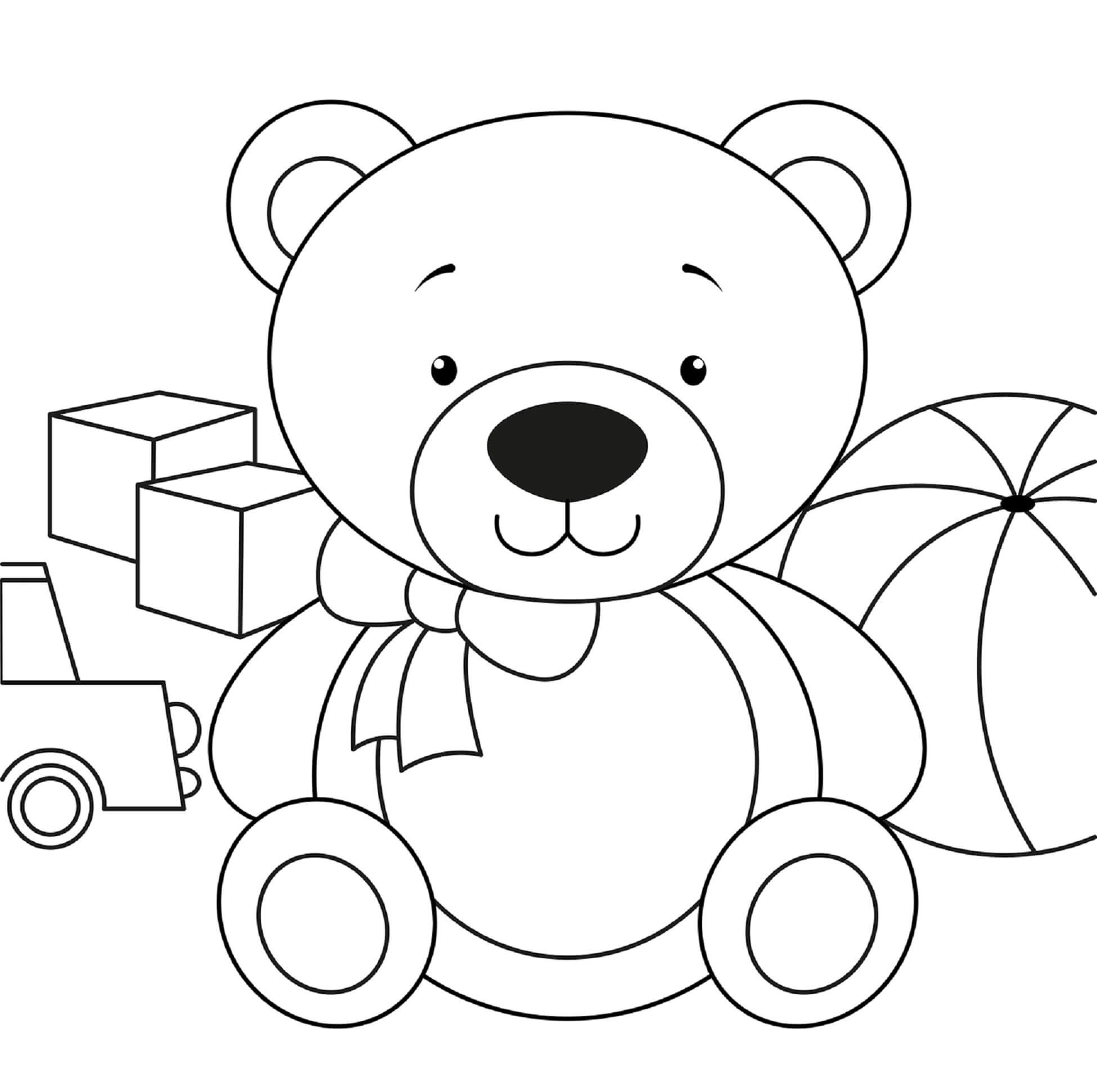 Teddy Bear With Toys Coloring Page Download Print Or Color Online For Free