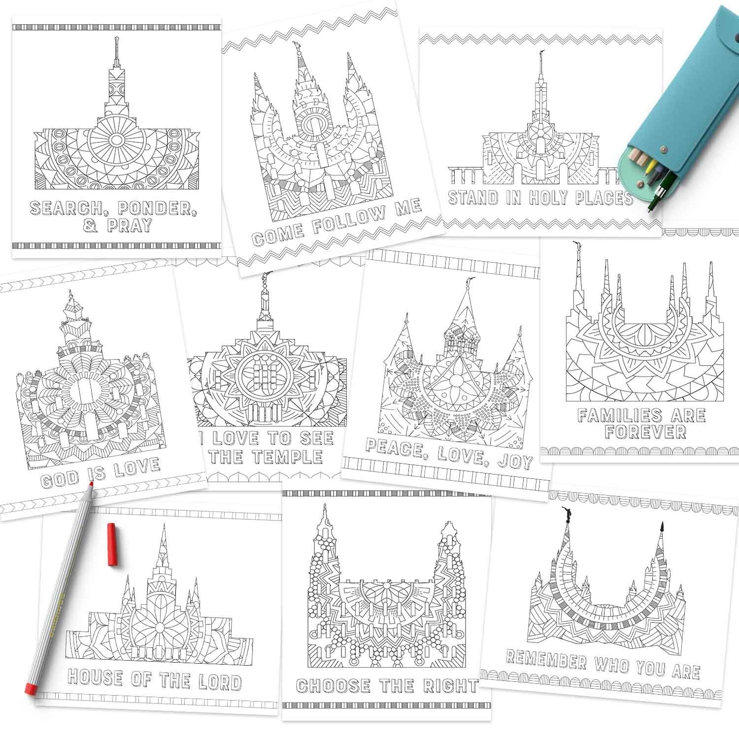 Temple Coloring Pages Latter day Saint Temple Coloring Pages Etsy