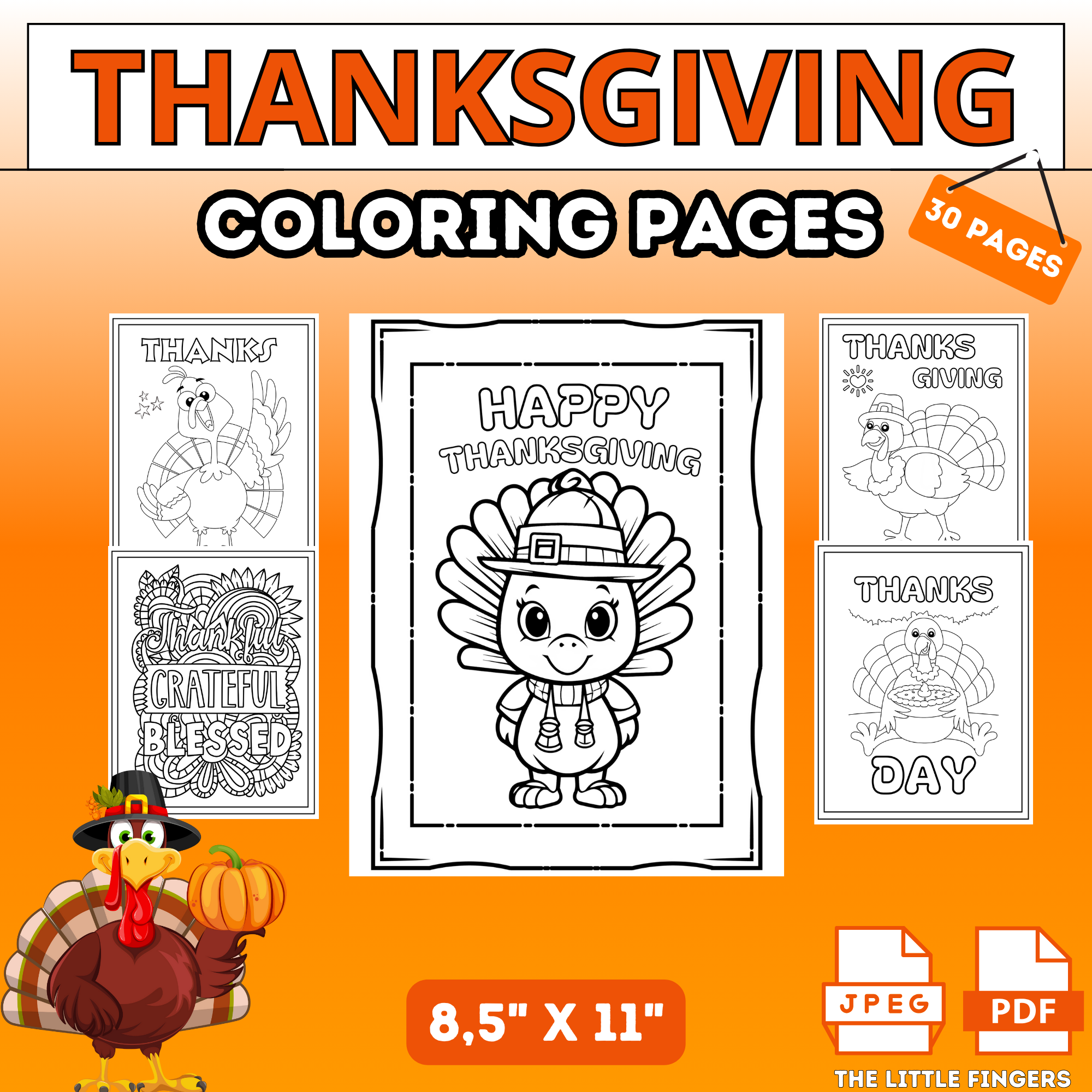 THANKSGIVING TURKEY COLORING SHEETS PRINTABLE FALL ACTIVITY 