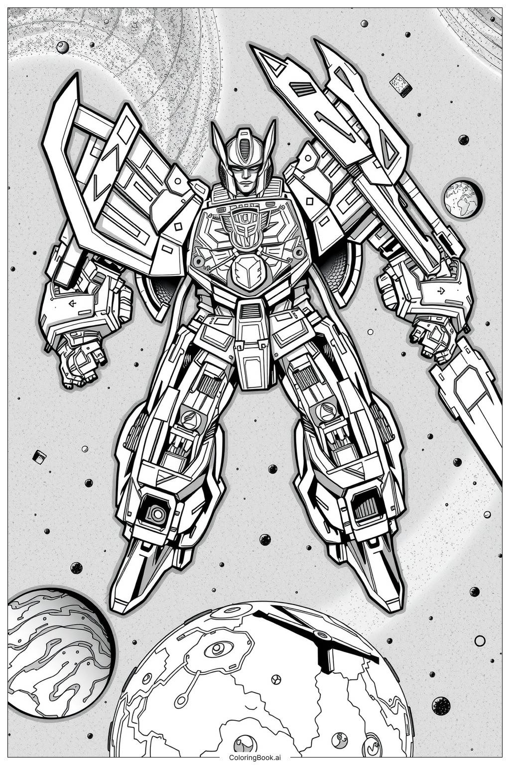 Unicron Transformers Hovering Above Earth Coloring Page Free PDFu0026PNG Printable 
