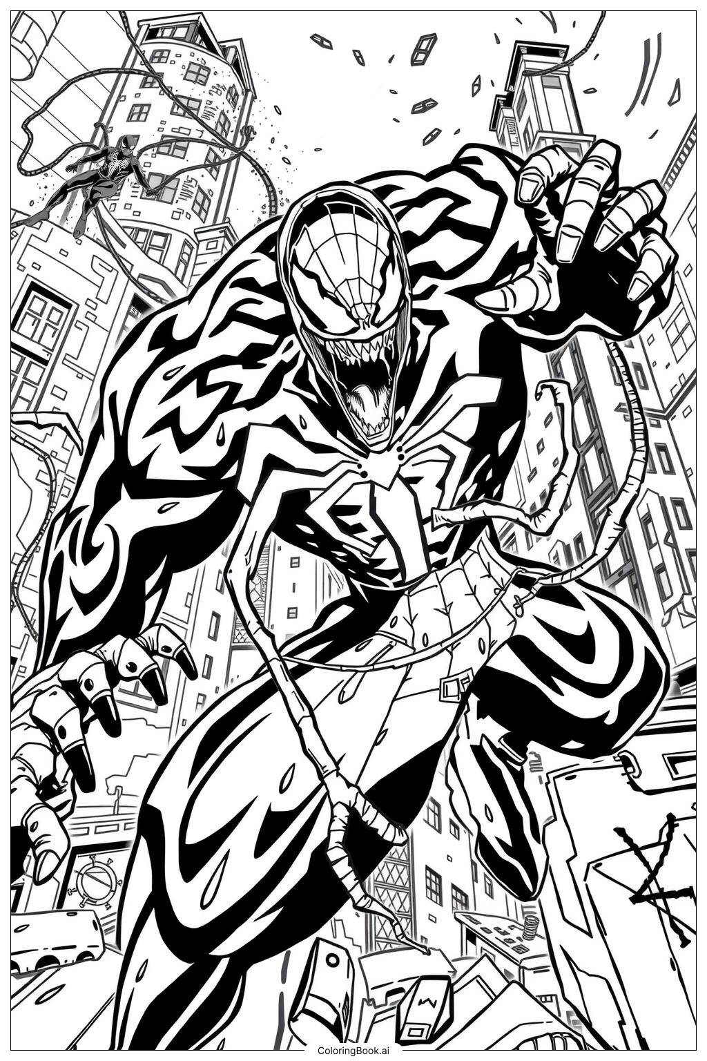 Venom Spiderman Epic Showdown 2 Coloring Page Free PDFu0026PNG Printable 