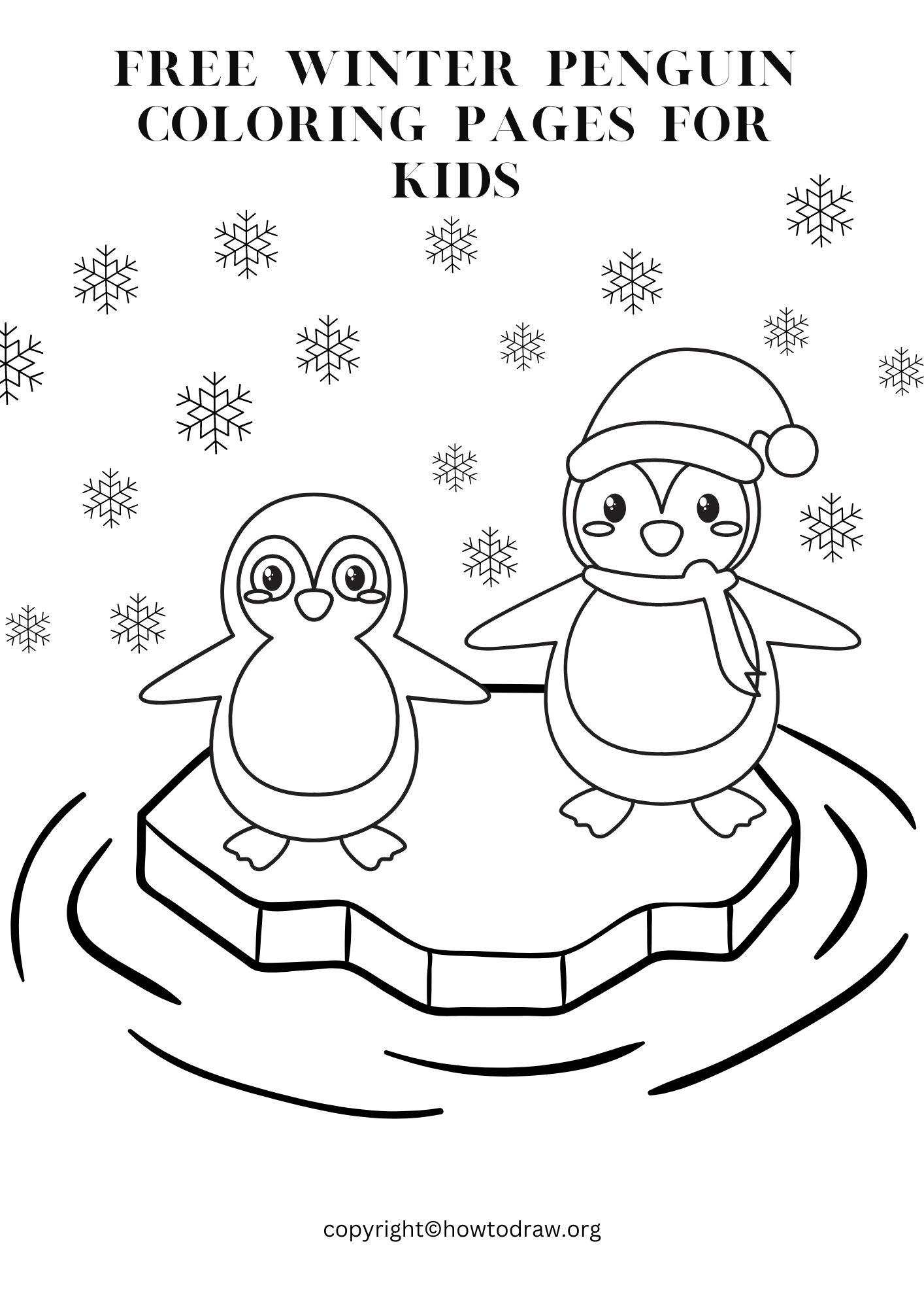 Winter Penguin Coloring Sheet For Kids Free Printable 