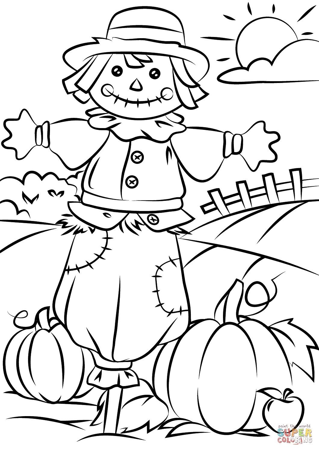 22 Beautiful Image Of Scarecrow Coloring Page Davemelillo