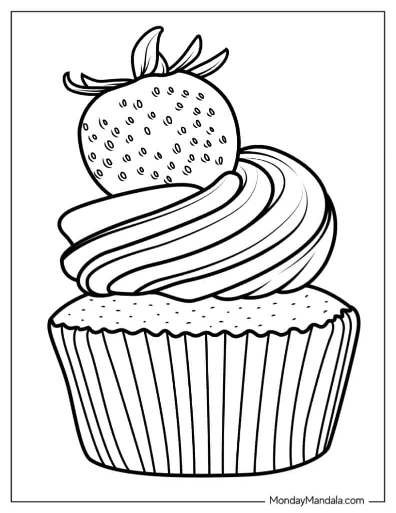32 Cupcake Coloring Pages Free PDF Printables 
