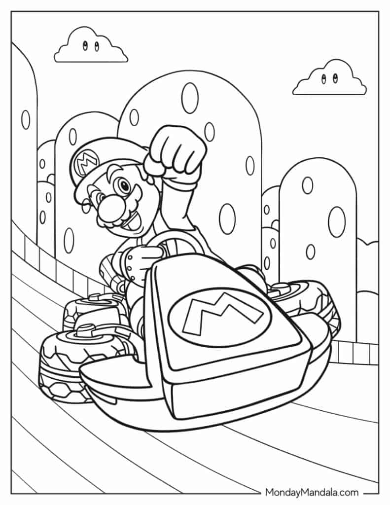 34 Mario Kart Coloring Pages Free PDF Printables 
