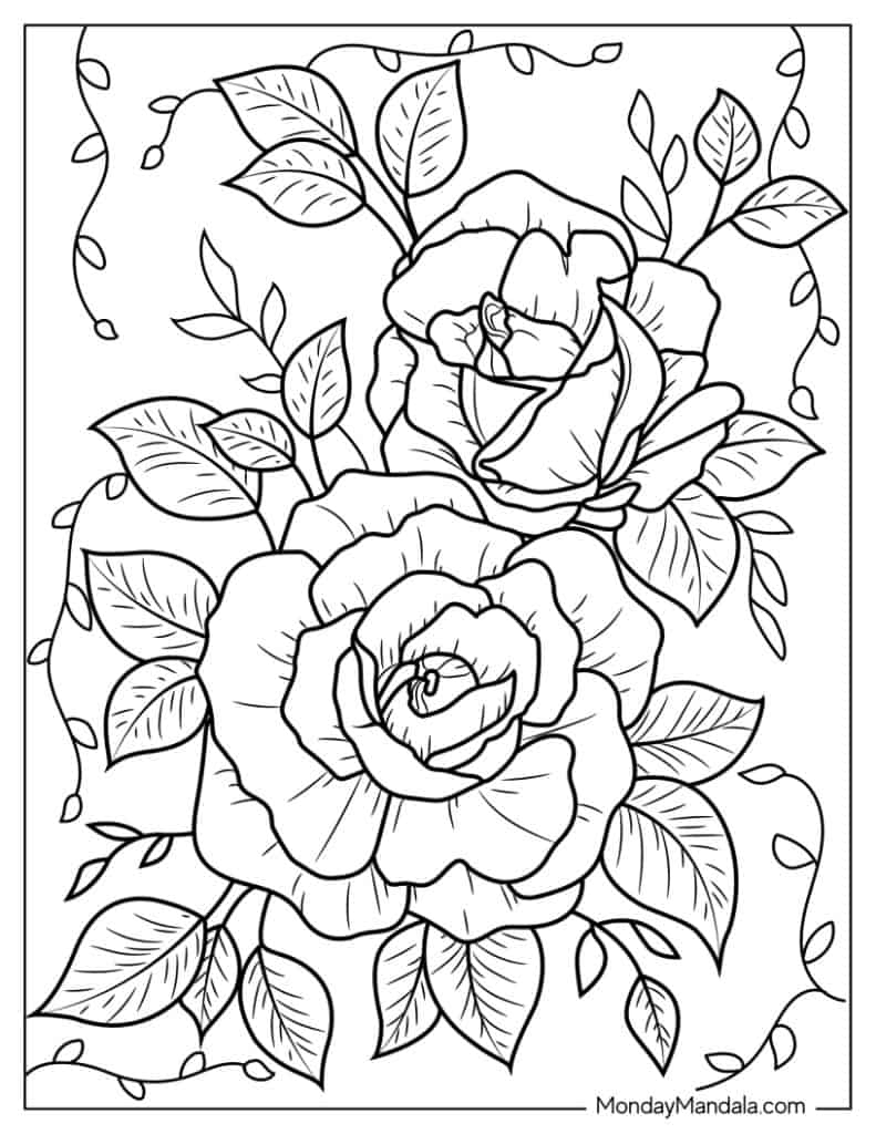 42 Rose Coloring Pages Free PDF Printables 