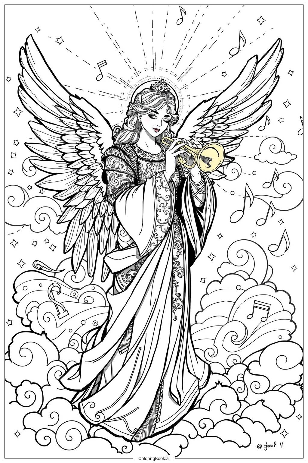 45 Angel Coloring Pages Free PDF PNG Printables 