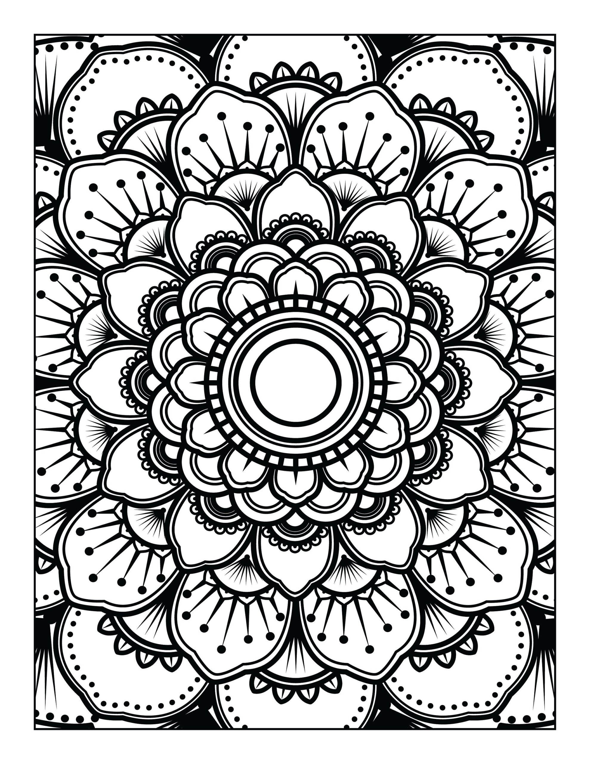 5 Printable Mandala adult Coloring Pages Floral Easy Coloring Book Mandalas Etsy