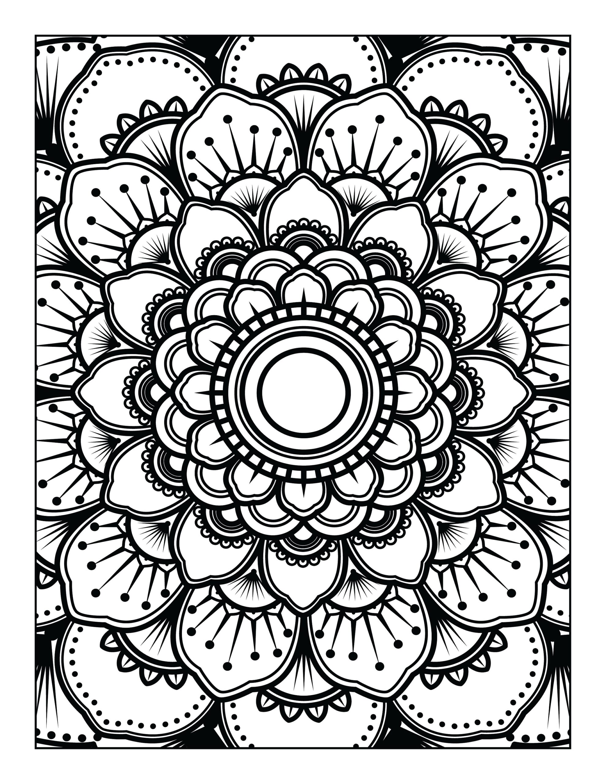 5 Printable Mandala adult Coloring Pages Floral Easy Coloring Book Mandalas Etsy