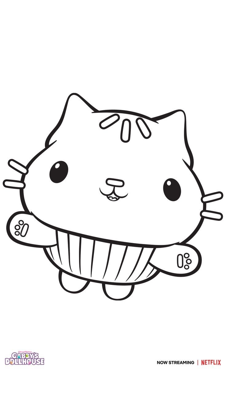 Cakey Coloring Page GABBY S DOLLHOUSE Kitten Birthday Party Kitten Party Kitten Birthday Cat Coloring Page Doll House Coloring Pages