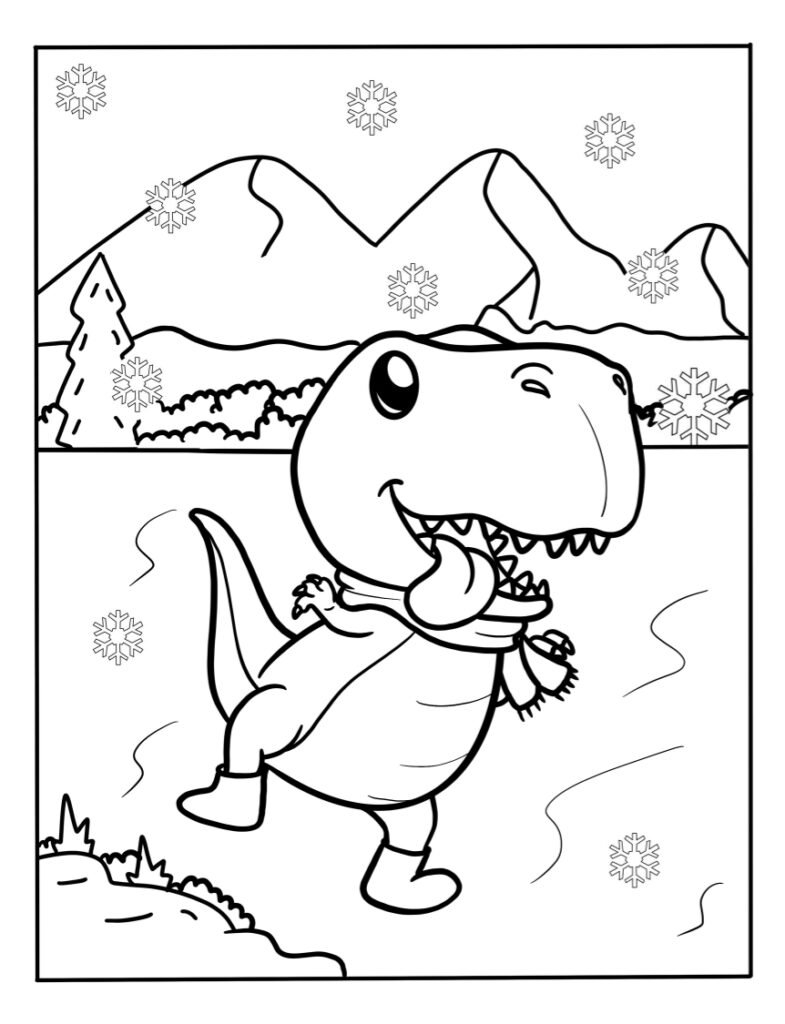 Coloring Pages Of Winter Dinosaur Pictures To Color Printable And Free
