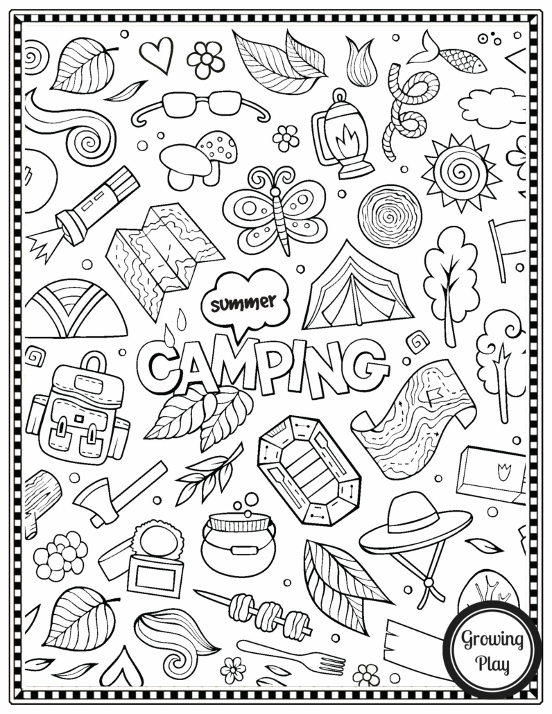 Free Camping Coloring Pages Growing Play