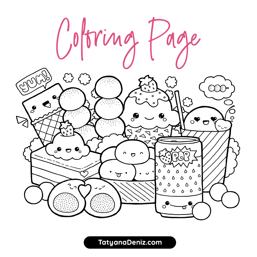 Easy Printable Kawaii Cute Coloring Pages