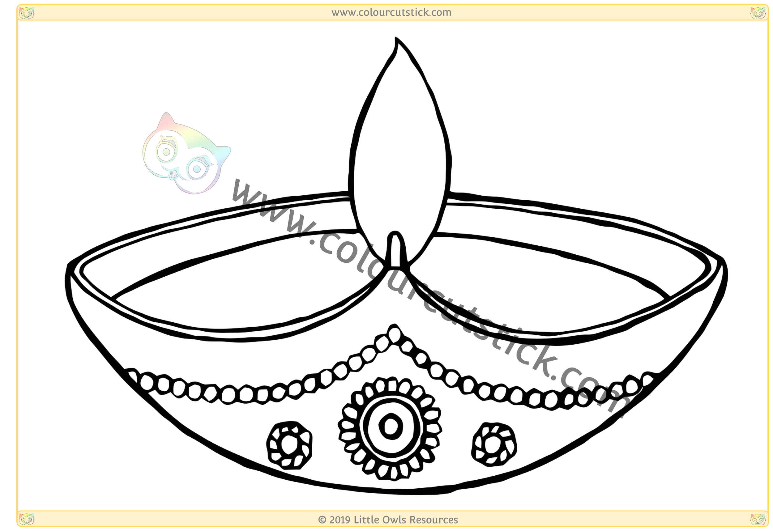 FREE Diwali Colouring Coloring Pages For Children Kids Toddlers Preschoolers Early Years Colour Cut Stick FREE Colouring Activities