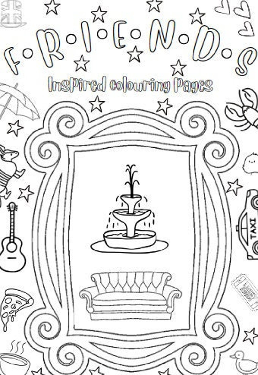 Friends TV Show Coloring Pages Printable Coloring Sheets Instant Download Relaxation Coloring Fun Etsy