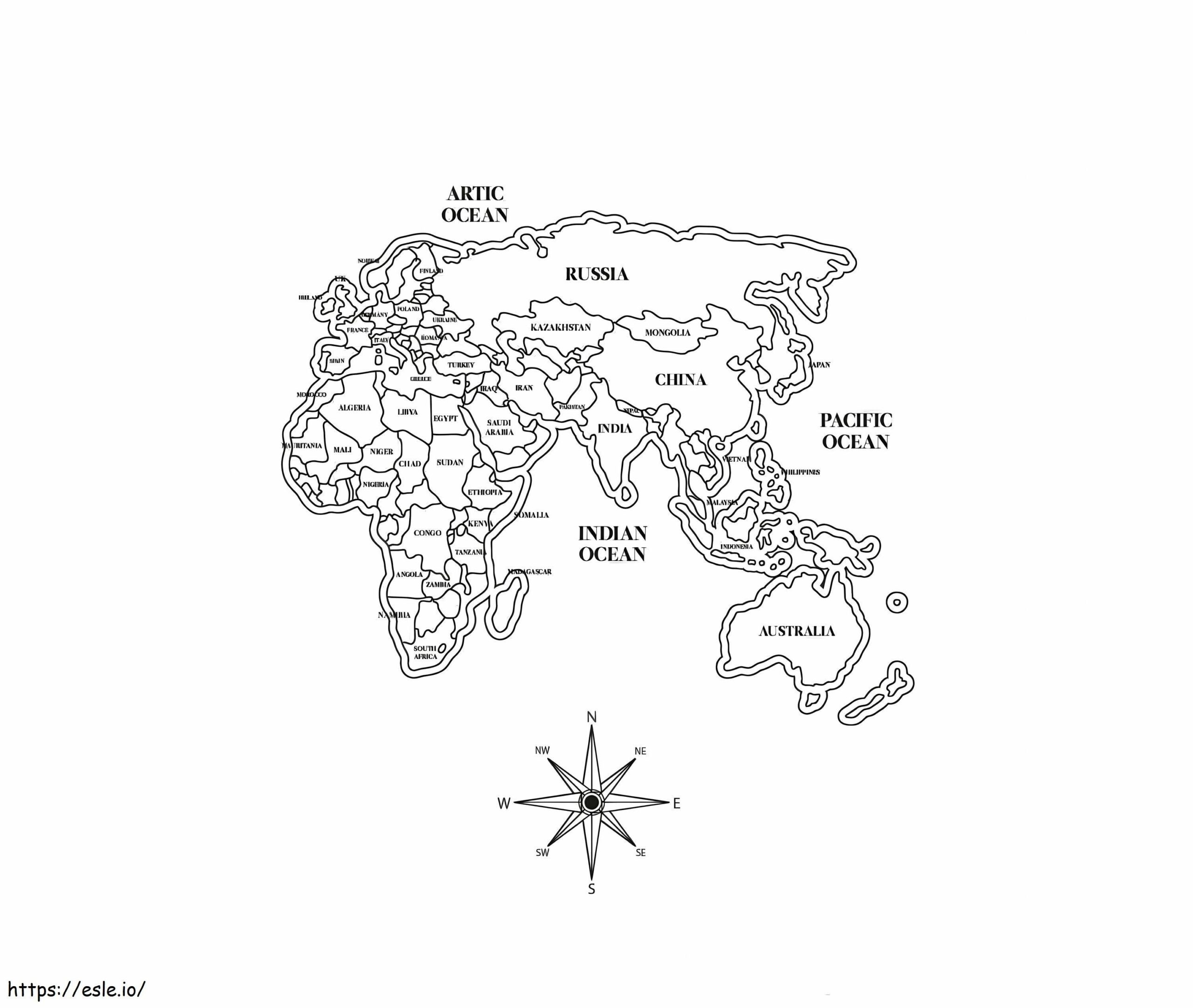 Image Of The World Map For Coloring Coloring Page