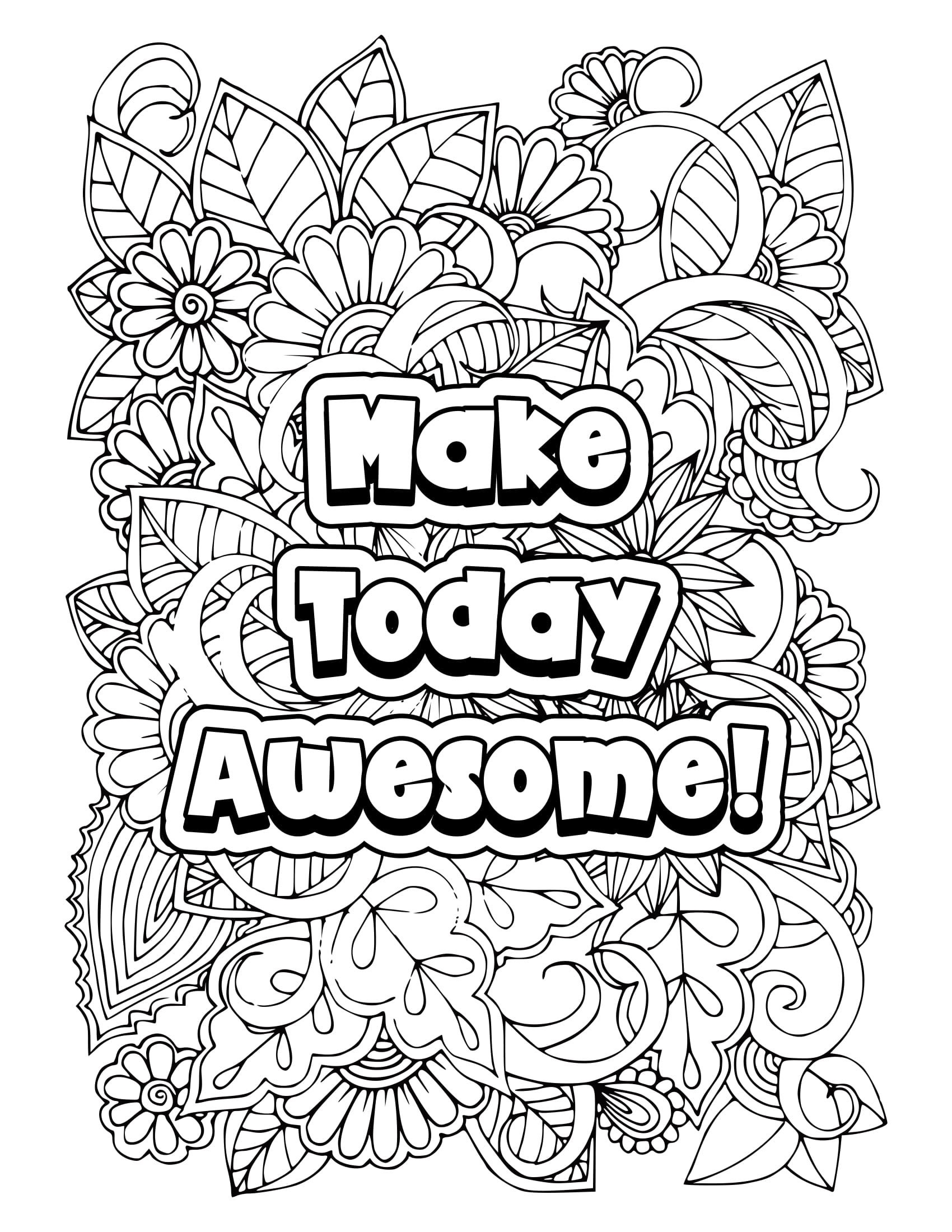 Inspirational Quotes Coloring Pages Motivational Quote Coloring Printable PDF Kids Coloring Line Art Doodles Typographic Coloring Book Etsy