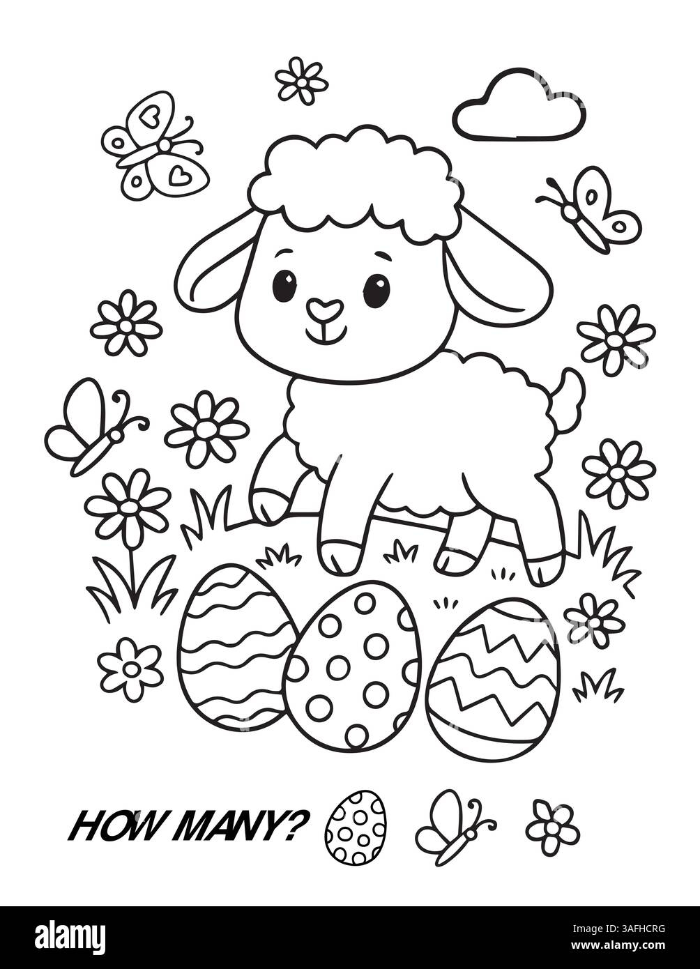 Lamb Coloring Page Printable Black And White Stock Photos Images Alamy