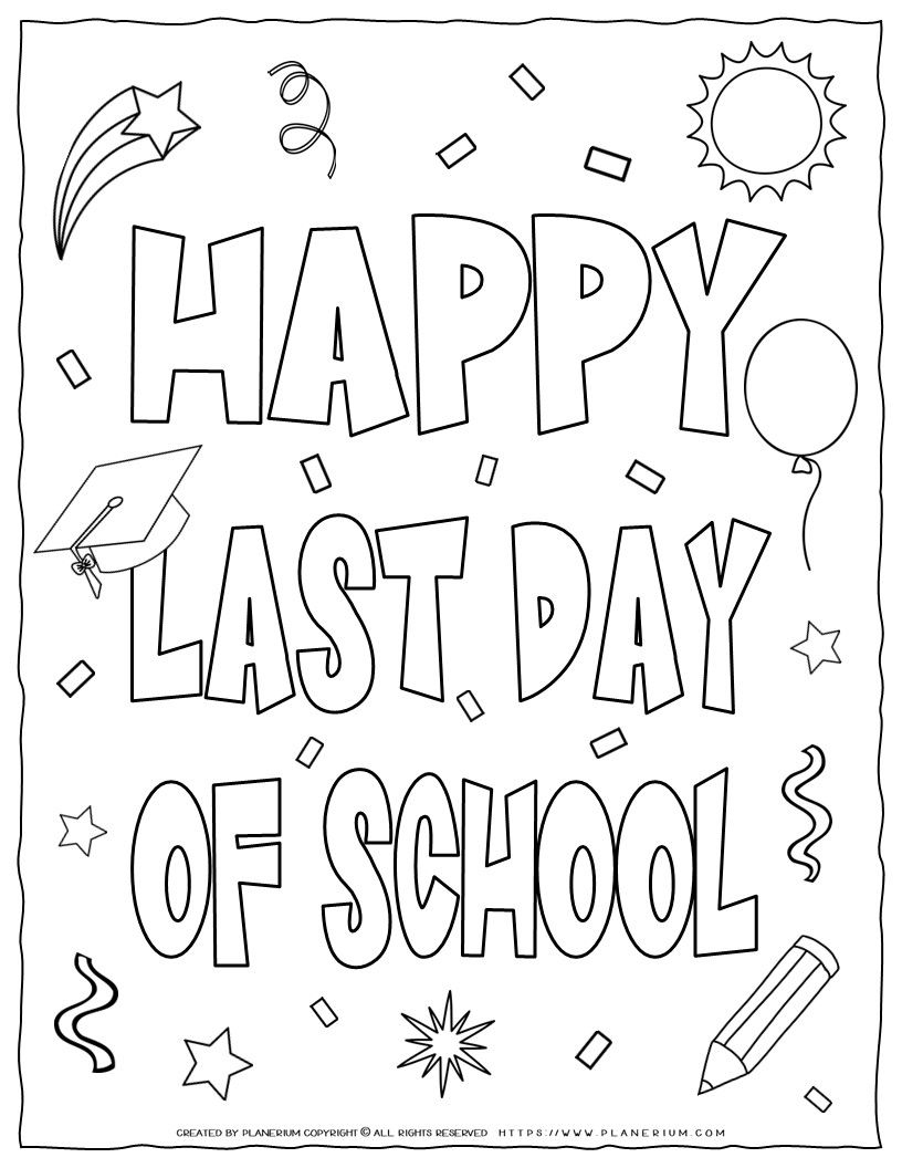 Last Day Of School Coloring Page For Kids
