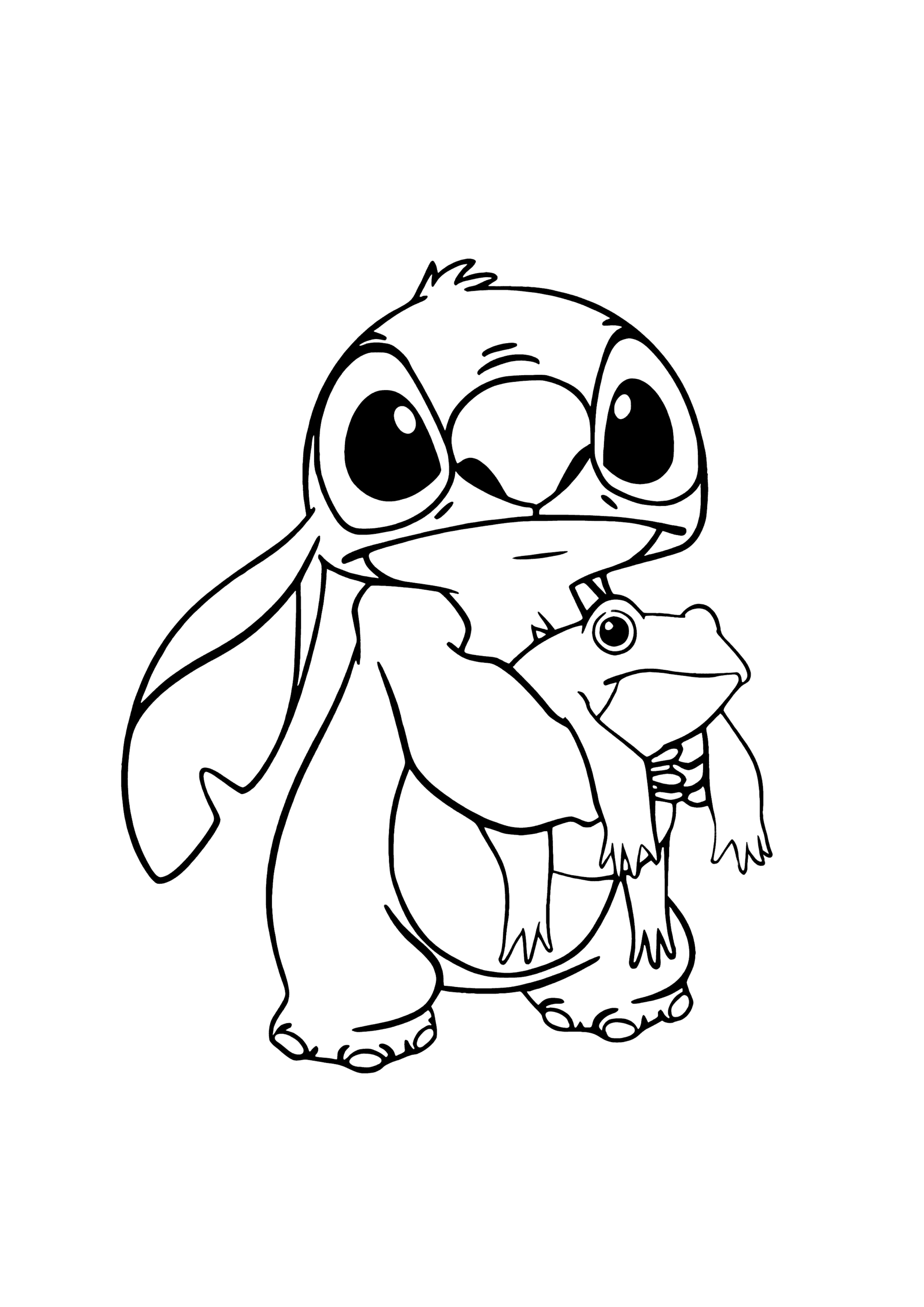 Lilo Stitch Stitch And Frog Coloring Page