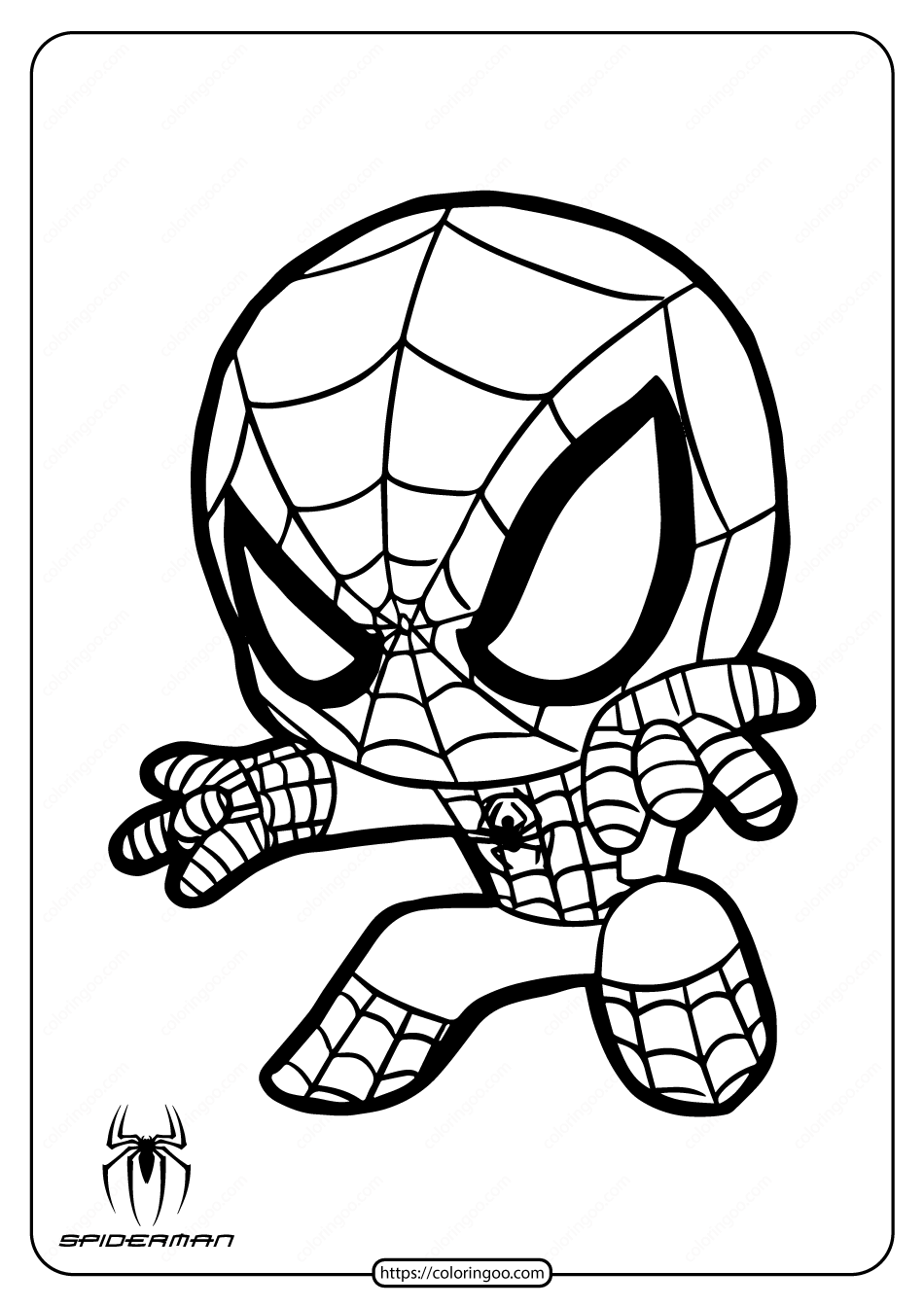 Printable Cute Spiderman Coloring Page For Kids