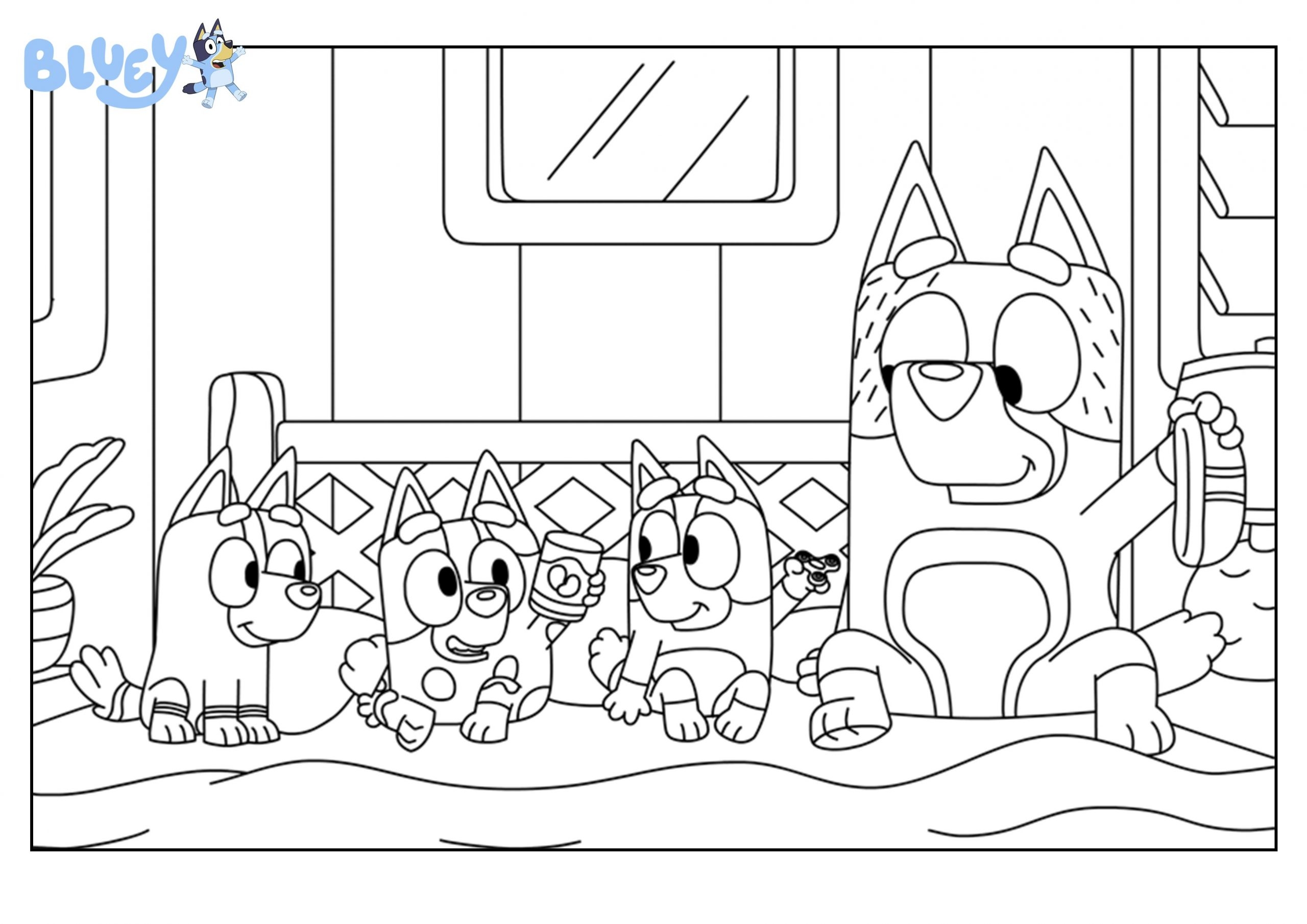 Verandah Santa Colouring Sheets Bluey Official Website