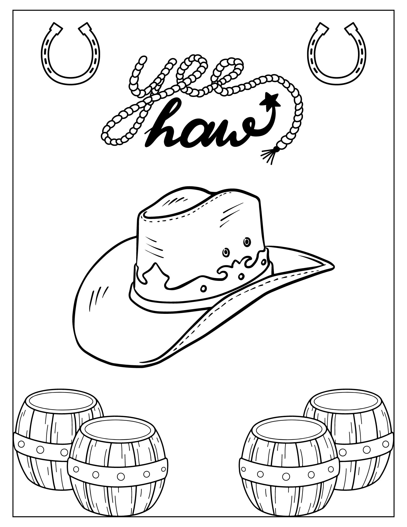 Western Coloring Page Cowboy Coloring Page Kids Coloring Page Summer Activity Kids Activity Printable Coloring Page Cheap Color Page Etsy