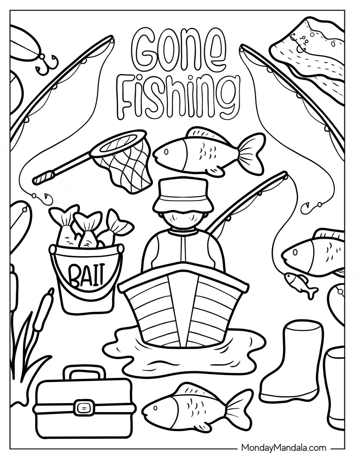 20 Fishing Coloring Pages Free PDF Printables 