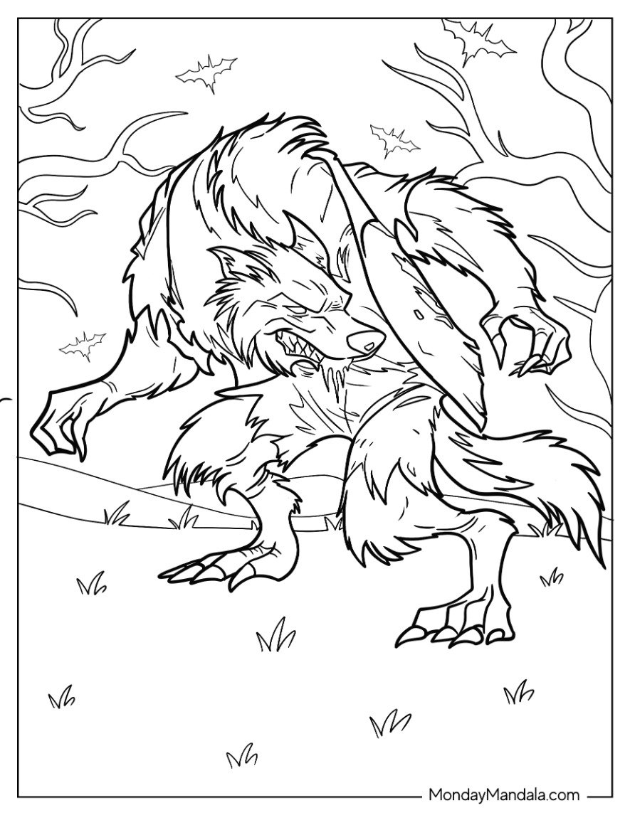 20 Werewolf Coloring Pages Free PDF Printables 