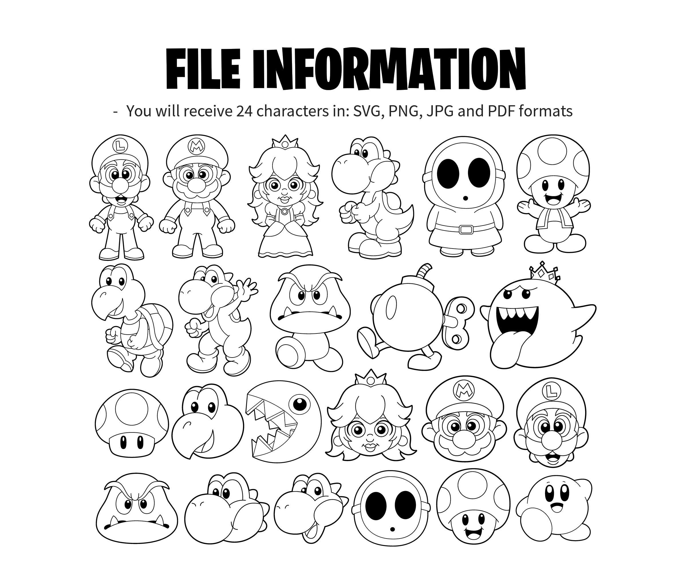 24 Super Mario Printable Coloring Pages A4 Coloring Book For Kids Coloring Pages PDF Printable Coloring Pages Super Mario Gaming Bundle Etsy