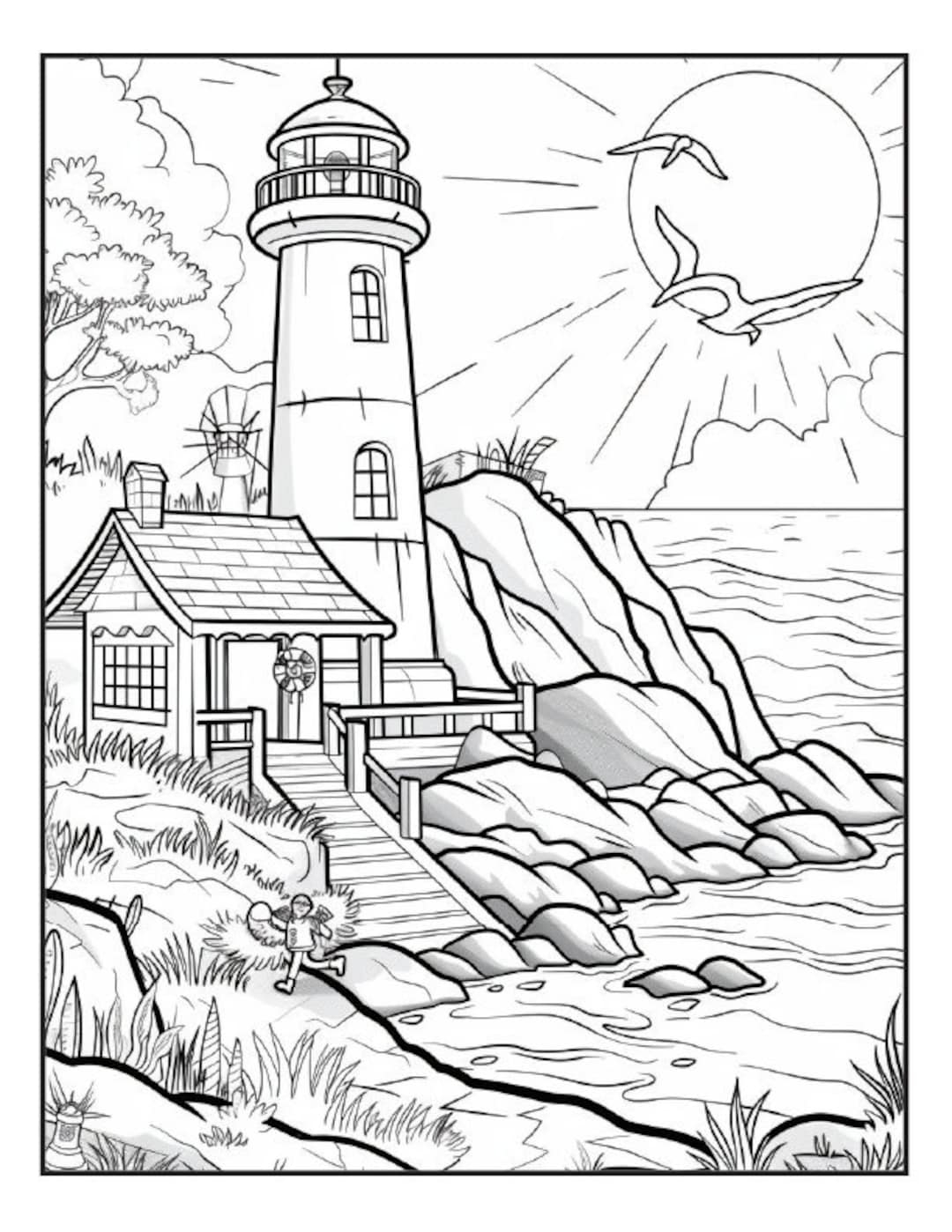 240 Lighthouse Coloring Pages Adult And Kid Coloring Pages Printable Digital Instant Download PDF Best Selling Item Popular Item Etsy