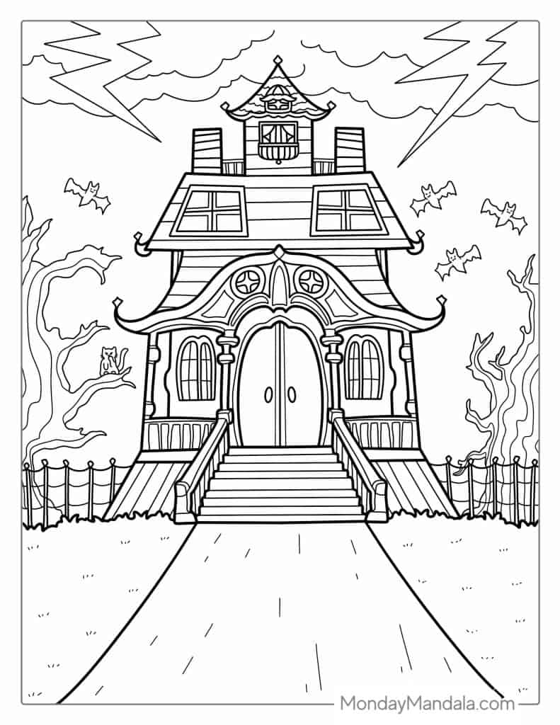 29 Haunted House Coloring Pages Free PDF Printables 