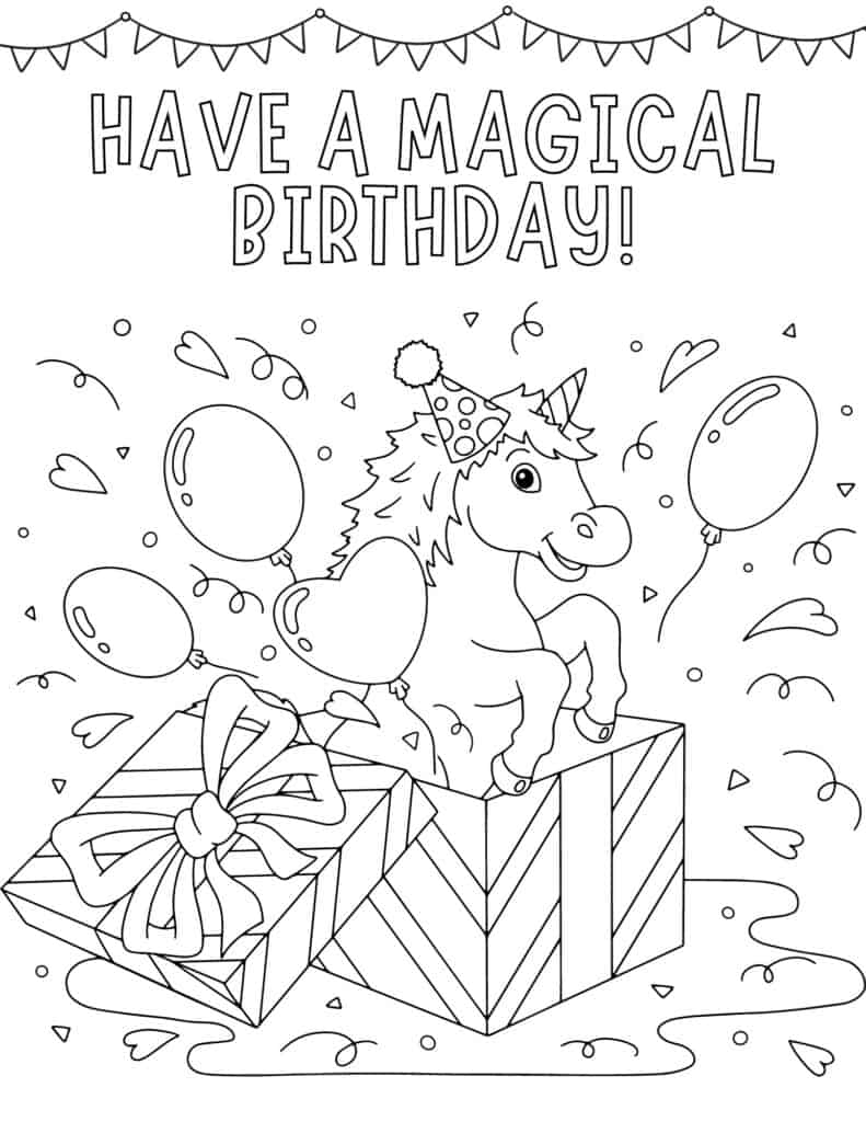 Happy Birthday Printable Coloring Page