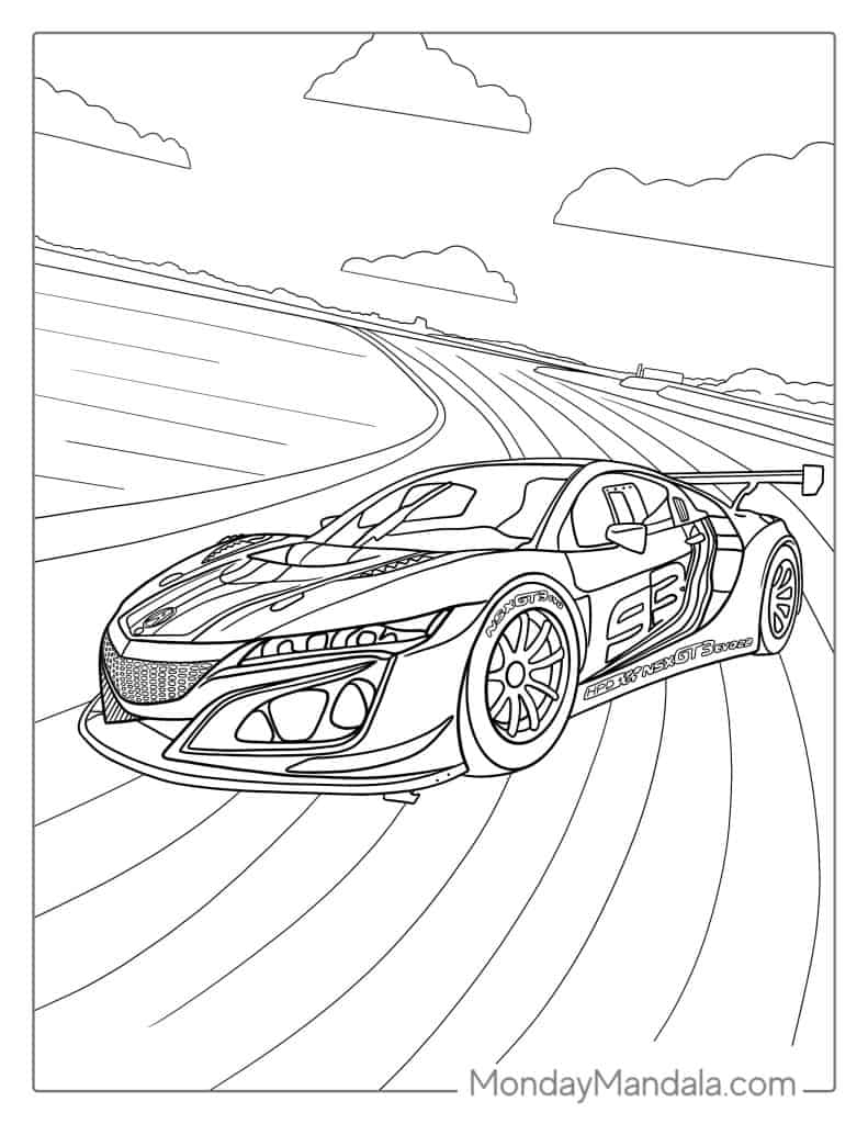 Printable Coloring Pages Race Cars