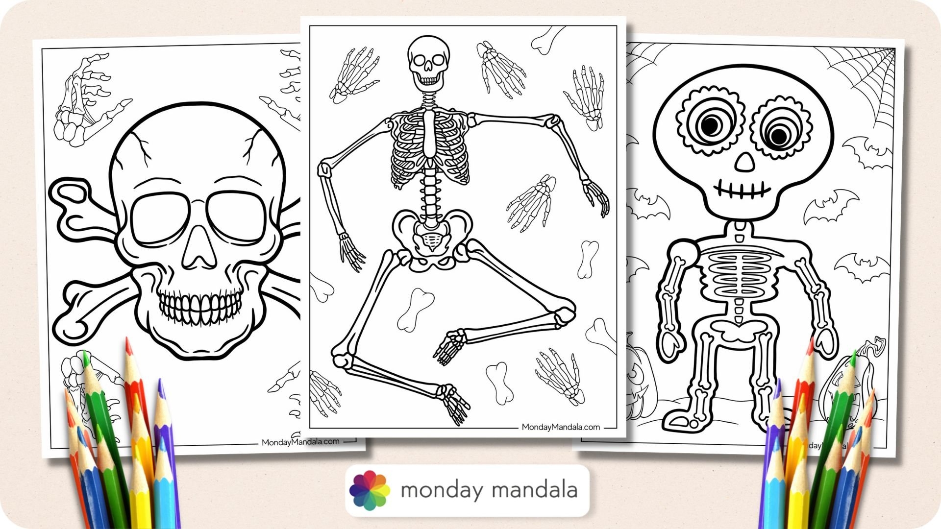 30 Skeleton Coloring Pages Free PDF Printables 
