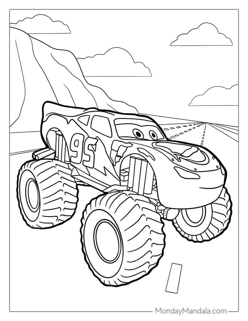 32 monster truck coloring pages free pdf printables
