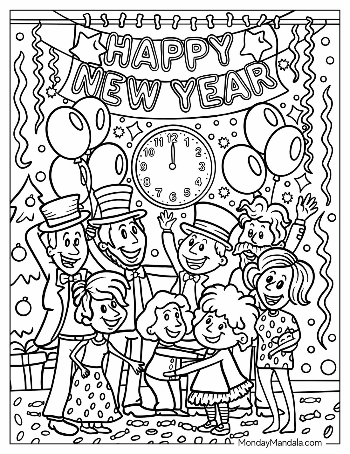 Free Printable New Years Coloring Pages