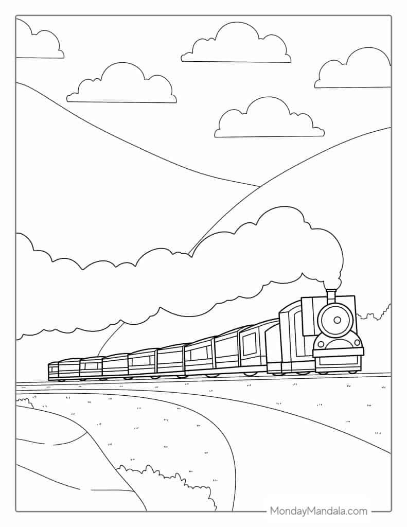39 train coloring pages free pdf printables