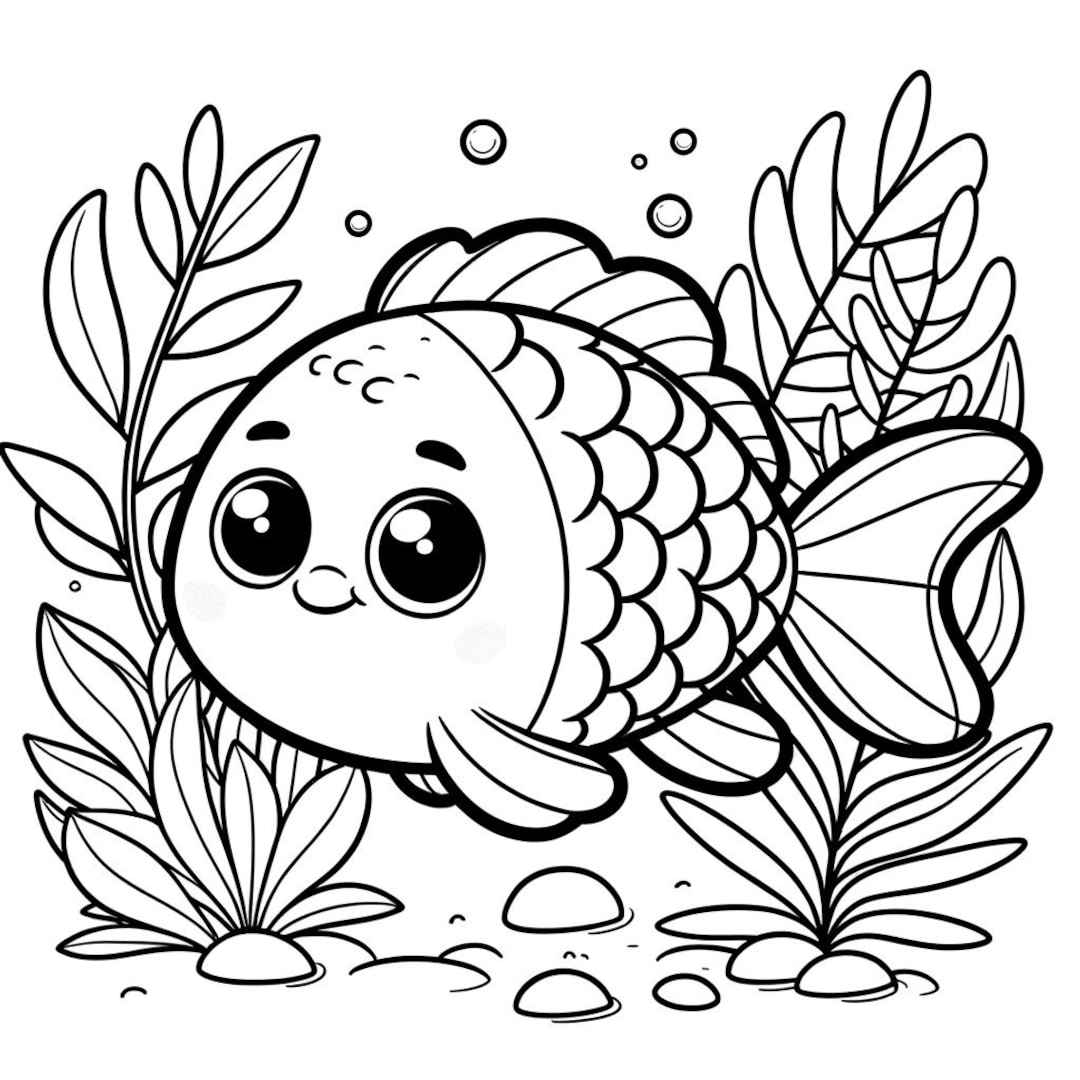 4 Page Bundle Fish Coloring Page Colorful Fish Coloring Page Sea Fish Coloring Page Animal Coloring Page Etsy